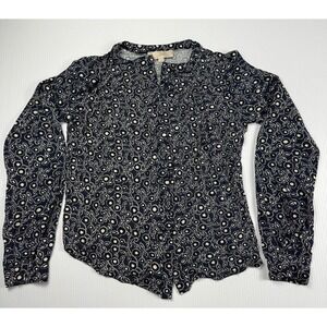 LOFT Floral Print Blouse Long Sleeve Button Down Career Top Medium‎